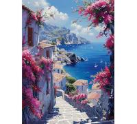 KEYIFA Dipingere con i Numeri per Adulti, Vista Mare Painting by Numbers Kit con Pennelli e Acrilico Pigmento, Fai da te Olio La Pittura di Numeri Kit, Decora la Casa 30x40CM