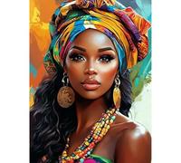 KEYIFA Donna Turban Dipingere con i Numeri per Adulti, Gioielli Painting by Numbers Kit con Pennelli e Acrilico Pigmento, Fai da te Olio La Pittura di Numeri Kit, Decora la Casa 30x40cm