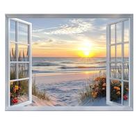 KEYIFA Finestra Aperta Dipingere con i Numeri per Adulti, Spiaggia Painting by Numbers Kit con Pennelli e Acrilico Pigmento, Fai da te Olio La Pittura di Numeri Kit, Decora la Casa 40x30cm