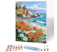 KEYIFA Fiori Dipingere con i Numeri per Adulti con Telaio, Paesaggio Painting by Numbers Kit con Pennelli, Fai da te Olio La Pittura di Numeri Kit, Decora la Casa 30x40cm