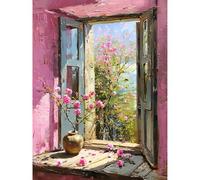 KEYIFA Fiori Rosa Dipingere con i Numeri per Adulti, Painting by Numbers Kit con Pennelli e Acrilico Pigmento, Fai da te Olio La Pittura di Numeri Kit, Decora la Casa 30x40cm