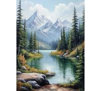 KEYIFA Forestale Lago Dipingere con i Numeri per Adulti, Paesaggio Painting by Numbers Kit con Pennelli e Acrilico Pigmento, Fai da te Olio La Pittura di Numeri Kit, Decora la Casa 30x40cm
