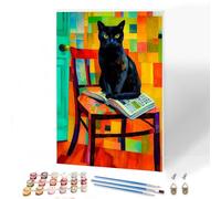 KEYIFA Gatto Dipingere con i Numeri per Adulti con Telaio, Painting by Numbers Kit con Pennelli e Acrilico Pigmento, Fai da te Olio La Pittura di Numeri Kit, Decora la Casa 20x30cm