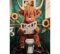 KEYIFA Mucca Highland Dipingere con i Numeri per Adulti, Painting by Numbers Kit con Pennelli e Acrilico Pigmento, Fai da te Olio La Pittura di Numeri Kit, Decora la Casa 30x40cm