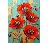 KEYIFA Papaveri Rossi Dipingere con i Numeri per Adulti, Painting by Numbers Kit con Pennelli e Acrilico Pigmento, Fai da te Olio La Pittura di Numeri Kit, Decora la Casa 30x40cm