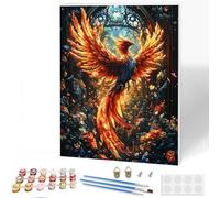 KEYIFA Phoenix Dipingere con i Numeri per Adulti con Telaio, Painting by Numbers Kit con Pennelli e Acrilico Pigmento, Fai da te Olio La Pittura di Numeri Kit, Decora la Casa 30x40cm