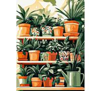 KEYIFA Piante Vasetti Dipingere con i Numeri per Adulti, Painting by Numbers Kit con Pennelli e Acrilico Pigmento, Fai da te Olio La Pittura di Numeri Kit, Decora la Casa 30x40cm