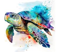 KEYIFA Tartaruga Dipingere con i Numeri per Adulti, Animali Painting by Numbers Kit con Pennelli e Acrilico Pigmento, Fai da te Olio La Pittura di Numeri Kit, Decora la Casa 30x30cm
