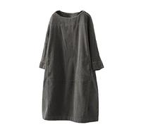 KeYIlowys Abito A Mezza Manica con Gonna A Trapezio E Scollo Rotondo da Donna Casual Urbano