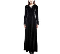 KeYIlowys Autunno E Inverno Plus Size Abito da Donna in Velluto Dorato A Maniche Lunghe con Scollo A V Lungo E Grande Altalena