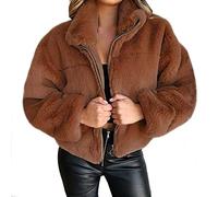 KeYIlowys Giacca da Donna in Peluche con Cerniera in Pelliccia Sintetica Autunno E Inverno in Pelliccia di Coniglio