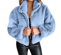 KeYIlowys Giacca da Donna in Peluche con Cerniera in Pelliccia Sintetica Autunno E Inverno in Pelliccia di Coniglio