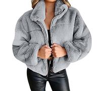 KeYIlowys Giacca da Donna in Peluche con Cerniera in Pelliccia Sintetica Autunno E Inverno in Pelliccia di Coniglio