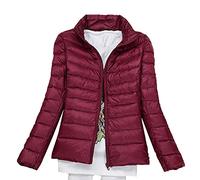 KeYIlowys Piumino Leggero Primaverile E Invernale Tinta Unita Colletto in Piedi Slim Plus Size Piumino Corto da Donna