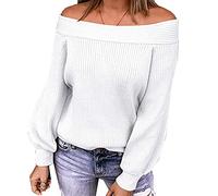 KeYIlowys Pullover Monospalla Tinta Unita da Donna con Spalle Scoperte Maglione Allentato Autunno E Inverno