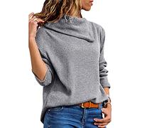 KeYIlowys Top in Maglia A Coste Larghe Asimmetriche con Risvolto Nuovo da Donna Autunno