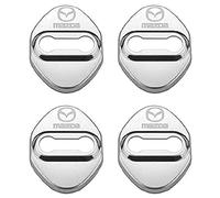 KEYLEON 4 Pezzi Protezioni per Serratura della Porta per Mazda Axela CX-3 CX-5 CX-7 CX-8 CX-9 MX-5 Mazda 6 Mazda 3, Copertura della Serratura della Porta in Acciaio Inossidabile,Silver