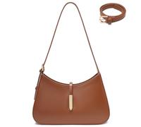 Keyli Borsa a tracolla alla moda da donna, in pelle vegana, regolabile, con tracolla lunga, A-marrone.