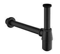 Keymark Sifone per lavabo e lavabo, in ottone universale Syphon 1 1/4 x 32 mm, con tubo di immersione da 200 mm, sifone per scarico, nero