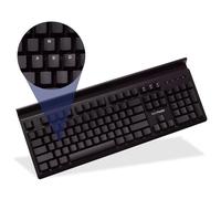 KeyMaster, tastiera meccanica vuota o visibile, tastiera da gioco cablata per PC, lucida attraverso i copritasti con illuminazione personalizzata dei tasti, LED bianco retroilluminato con tasti