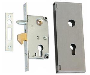 KeyMet Serratura a gancio, 72/40, con perno di guida, argento, zincata