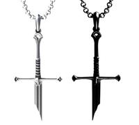 KeyoGoS Collana con ciondolo a forma di spada spezzata in argento, stile gotico, per uomo e donna, Argento, Nessuna pietra preziosa