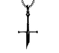 KeyoGoS Collana con ciondolo a forma di spada spezzata in argento, stile gotico, per uomo e donna, Argento, Nessuna pietra preziosa