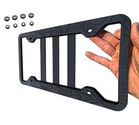 Keyoung Silicone Topography Design License Plate Frame - Black Tactical Overland Topo Embossed Plate Holder for Car, Truck and SUV