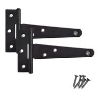 Keypak Confezione da 2 cerniere a T da 250 mm in metallo verniciato nero, con rivestimento antiruggine, ideali per cancelli in legno, porte di capannoni, porte di fienili e uso esterno, confezione da