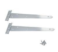Keypak Confezione da 2 cerniere a T da 300 mm, zincate, in metallo resistente alla corrosione, per grandi cancelli in legno, fienili, garage e capannoni