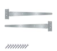 Keypak Confezione da 2 cerniere a T da 450 mm, zincate, in metallo resistente, per grandi cancelli in legno, fienili, garage e capannoni