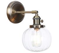 KEYQEEN Applique da Parete Vintage con Interruttore, Lampada da Parete cablata Regolabile a 180°, Paralume in Vetro Trasparente, Illuminazione da Parete in Metallo per Comodino e Porta,Bronzo