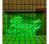 KEYQEEN Beauty Salon insegna al Neon per la Decorazione della Parete, luci al Neon LED dimmerabili alimentate Via USB per Il Salone del Barbiere, Manicure e Pedicure,Verde,30x20cm