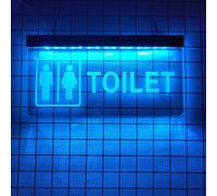 KEYQEEN Insegna al Neon a LED per Toilette Unisex Personalizzata, luci al Neon 3D per luci notturne per la Decorazione della Parete d'ingresso del Bagno, 30x15cm,Ice Blue
