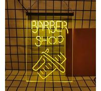 KEYQEEN Insegna al Neon per Barbiere per Decorazioni murali, luci al Neon LED RGB dimmerabili con Telecomando per Parrucchieri,Barber Shop,60x40cm