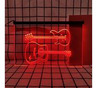 KEYQEEN Insegna al Neon per Chitarra per Decorazioni murali, luci al Neon a LED RGB dimmerabili con Telecomando per spettacoli di Band e Negozi di Strumenti Musicali,B,40x30cm