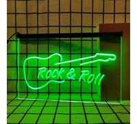 KEYQEEN Insegna al Neon per Chitarra per Decorazioni murali, luci al Neon a LED RGB dimmerabili con Telecomando per spettacoli di Band e Negozi di Strumenti Musicali,D,30x20cm