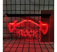 KEYQEEN Insegna al Neon per Chitarra per Decorazioni murali, luci al Neon a LED RGB dimmerabili con Telecomando per spettacoli di Band e Negozi di Strumenti Musicali,A,40x30cm