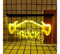KEYQEEN Insegna al Neon per Chitarra per Decorazioni murali, luci al Neon a LED RGB dimmerabili con Telecomando per spettacoli di Band e Negozi di Strumenti Musicali,A,60x40cm
