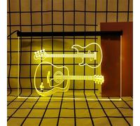 KEYQEEN Insegna al Neon per Chitarra per Decorazioni murali, luci al Neon a LED RGB dimmerabili con Telecomando per spettacoli di Band e Negozi di Strumenti Musicali,B,60x40cm