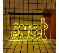 KEYQEEN Insegna al Neon per Toilette per Decorazioni murali, luci al Neon a LED RGB dimmerabili con Telecomando per insegne di bagni di Hotel, Negozi,WC,60x40cm