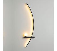 KEYQEEN Lampade da parete moderne a LED, applique creative minimaliste nordiche per l'illuminazione di interni in metallo con decorazioni di sfondo del soggiorno,Nero,85cm Right