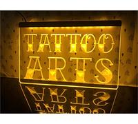 KEYQEEN Negozio di Tatuaggi Piercing insegna al Neon a LED, Decorazione da Parete Controller RGB a 24 Tasti oscuramento luci al Neon USB luci notturne insegna Luminosa, 30x20cm,Tattoo Arts