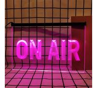 KEYQEEN On Air insegna al Neon per Decorazioni murali, luci al Neon a LED dimmerabili alimentate Tramite USB per la Sala di Trasmissione dello Studio della Stazione Radio,Rosa,30x20cm