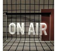 KEYQEEN On Air insegna al Neon per Decorazioni murali, luci al Neon a LED dimmerabili alimentate Tramite USB per la Sala di Trasmissione dello Studio della Stazione Radio,Bianca,40x30cm