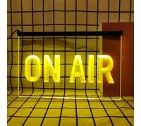 KEYQEEN On Air insegna al Neon per Decorazioni murali, luci al Neon a LED dimmerabili alimentate Tramite USB per la Sala di Trasmissione dello Studio della Stazione Radio,Giallo,40x30cm