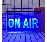 KEYQEEN On Air insegna al Neon per Decorazioni murali, luci al Neon a LED dimmerabili alimentate Tramite USB per la Sala di Trasmissione dello Studio della Stazione Radio,Blu,30x20cm