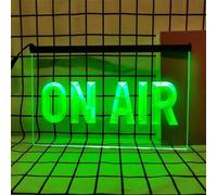 KEYQEEN On Air insegna al Neon per Decorazioni murali, luci al Neon a LED dimmerabili alimentate Tramite USB per la Sala di Trasmissione dello Studio della Stazione Radio,Verde,60x40cm