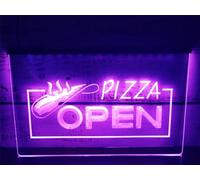 KEYQEEN Open Insegna al Neon del Negozio di Pizza a fette, luci al Neon a LED oscuranti con Telecomando a 24 Tasti per la Decorazione della Parete Insegna Luminosa USB,40x30cm