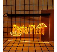 KEYQEEN Pasta Pizza insegna al Neon per Decorazioni murali, luci al Neon a LED dimmerabili alimentate Tramite USB per pizzerie, Fast Food, ristoranti e Feste,Arancia,40x30cm